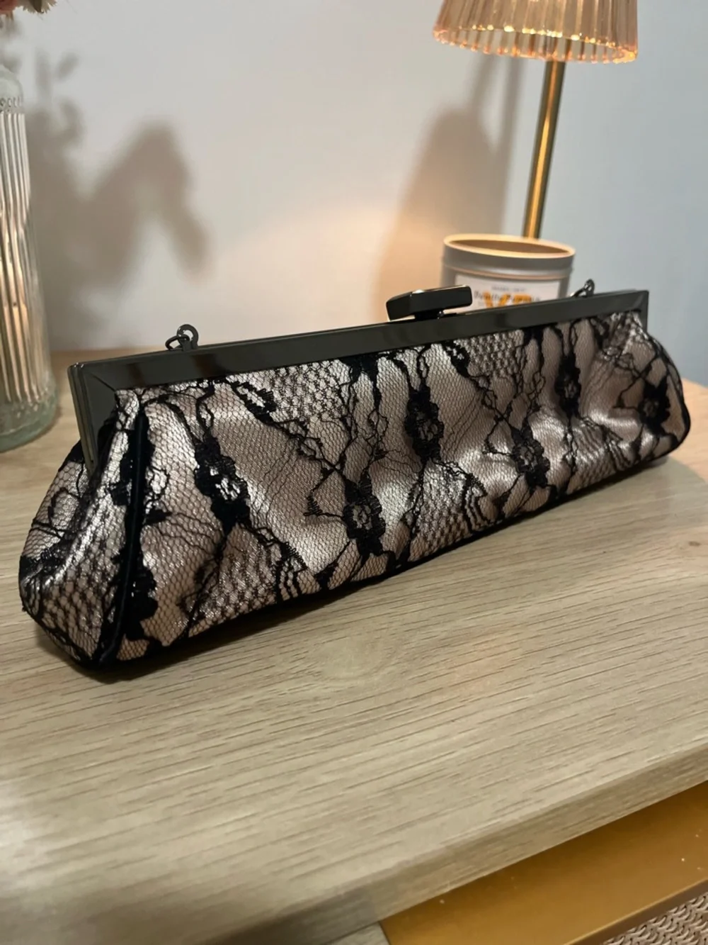 New Elegant Black Lace Evening Clutch - Nude Base - Picture 2 of 7